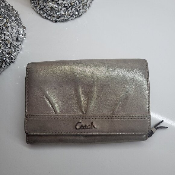 2 pc Coach Metallic Silver Shoulder Bag - Picture 7 of 11